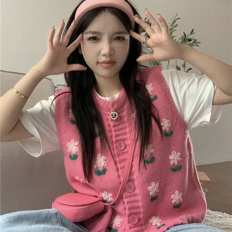 Roselle Embroidered Knit Vest