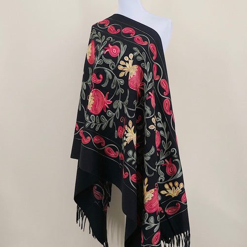 Amara Blossom Embroidered Cashmere Shawl