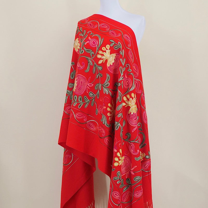 Amara Blossom Embroidered Cashmere Shawl