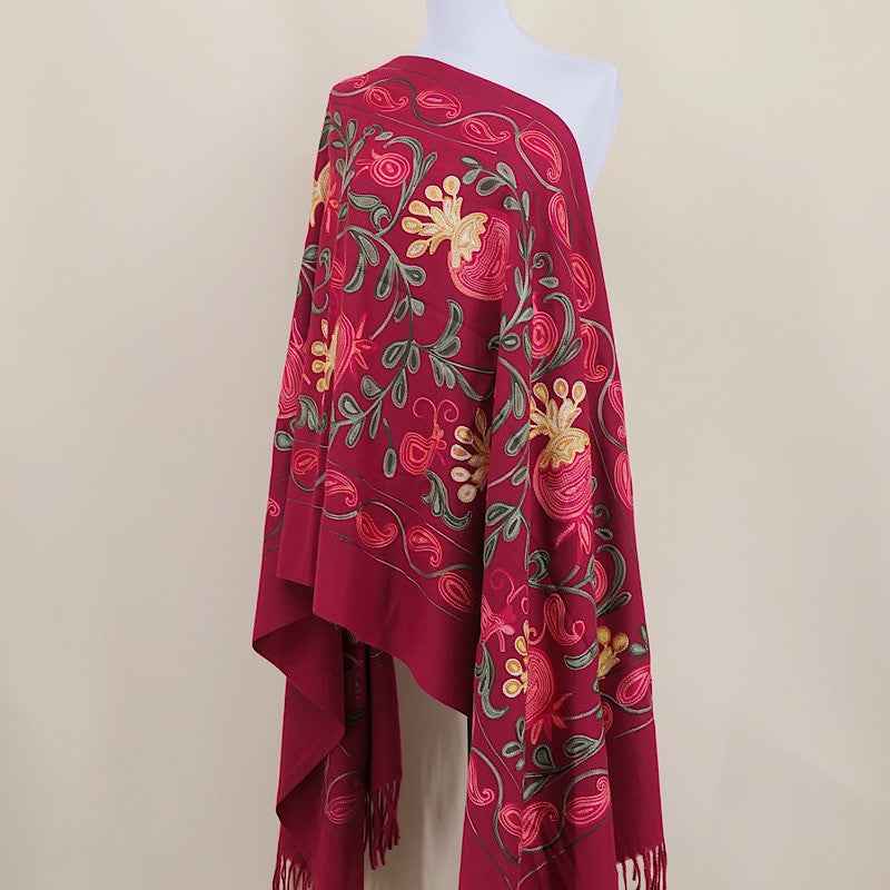 Amara Blossom Embroidered Cashmere Shawl