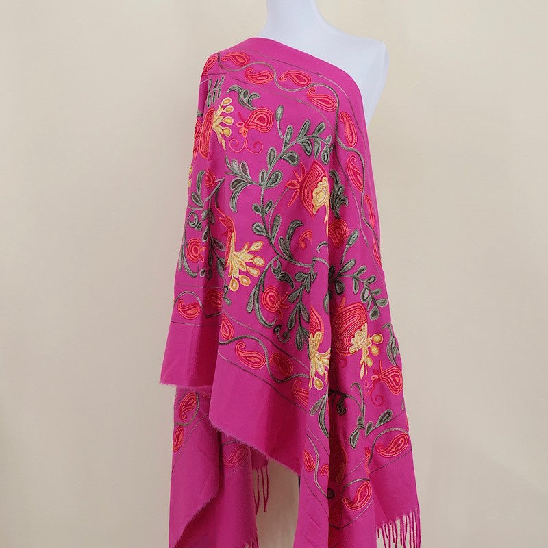 Amara Blossom Embroidered Cashmere Shawl