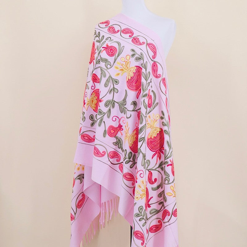Amara Blossom Embroidered Cashmere Shawl