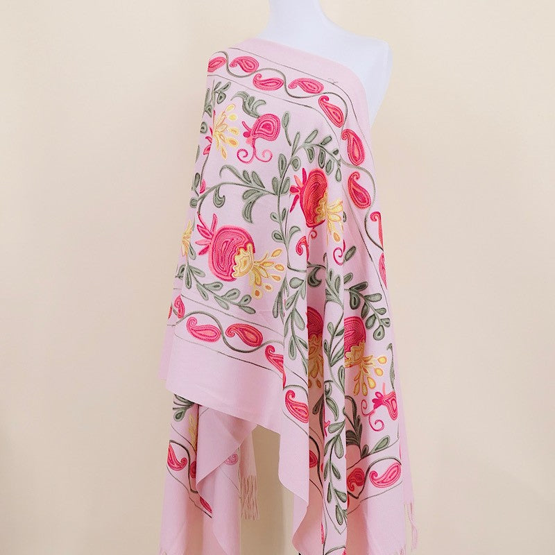 Amara Blossom Embroidered Cashmere Shawl