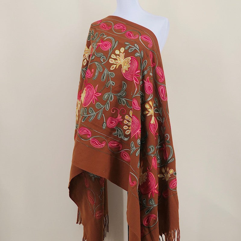 Amara Blossom Embroidered Cashmere Shawl