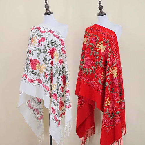 Amara Blossom Embroidered Cashmere Shawl