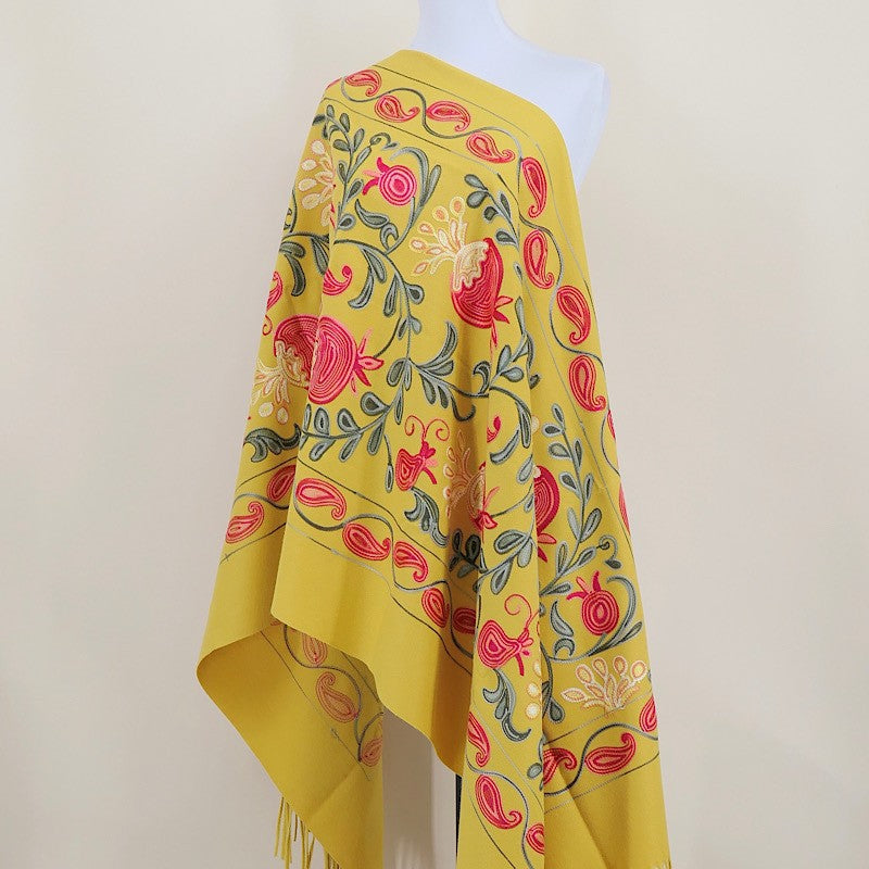 Amara Blossom Embroidered Cashmere Shawl