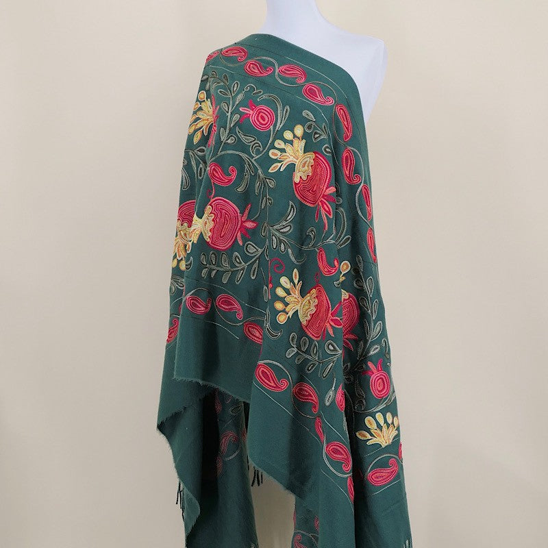 Amara Blossom Embroidered Cashmere Shawl