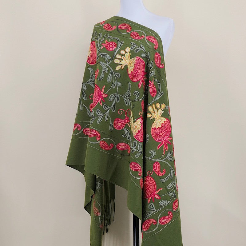 Amara Blossom Embroidered Cashmere Shawl