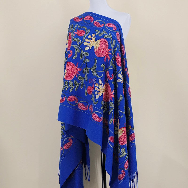 Amara Blossom Embroidered Cashmere Shawl