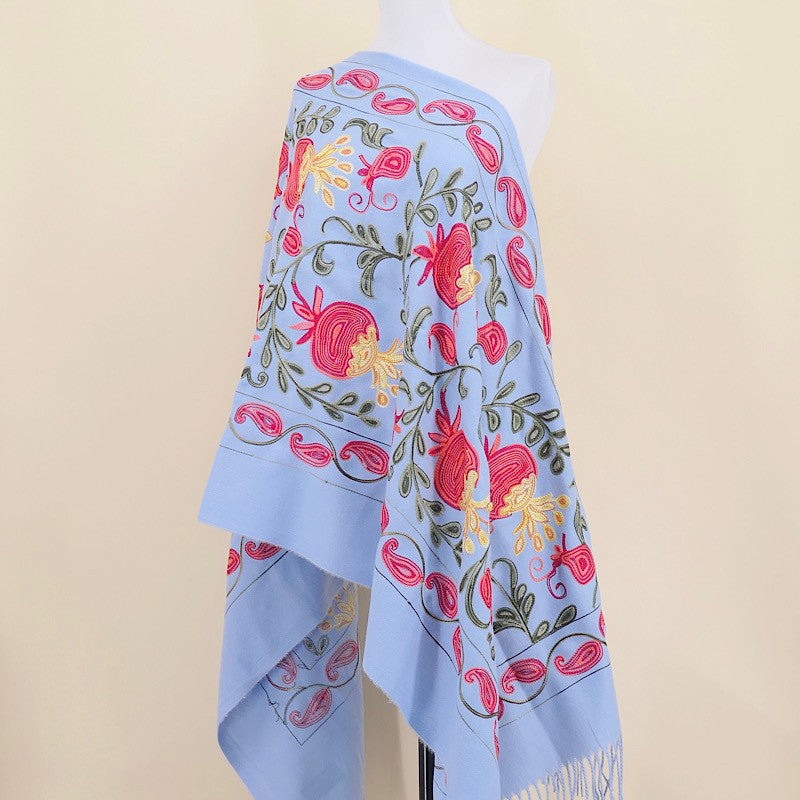 Amara Blossom Embroidered Cashmere Shawl