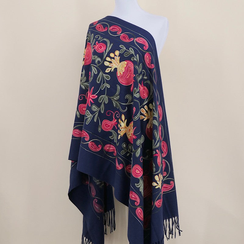 Amara Blossom Embroidered Cashmere Shawl