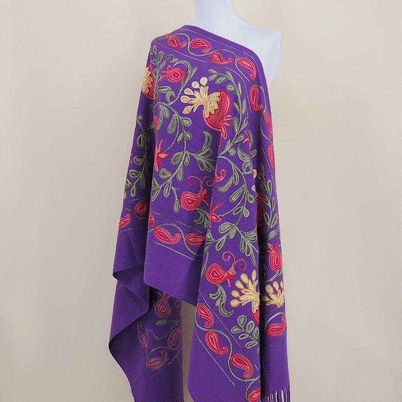 Amara Blossom Embroidered Cashmere Shawl