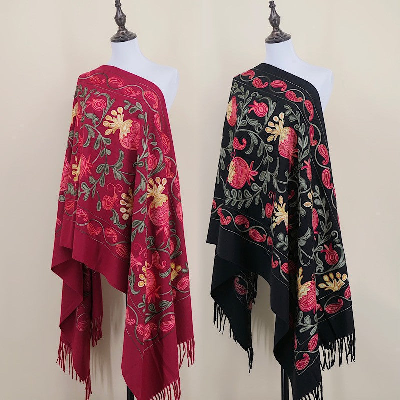 Amara Blossom Embroidered Cashmere Shawl