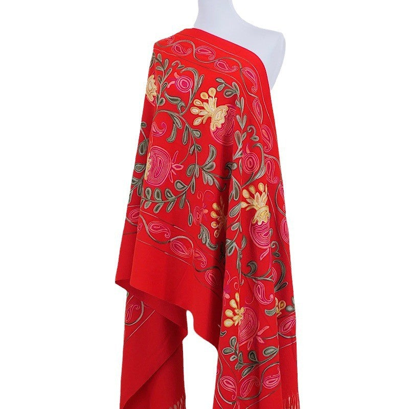 Amara Blossom Embroidered Cashmere Shawl