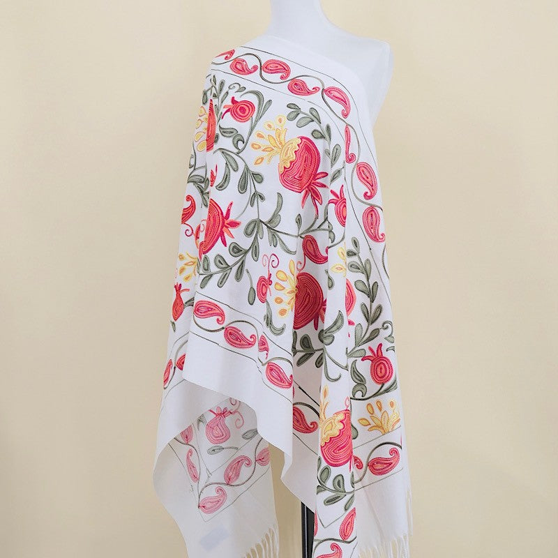 Amara Blossom Embroidered Cashmere Shawl