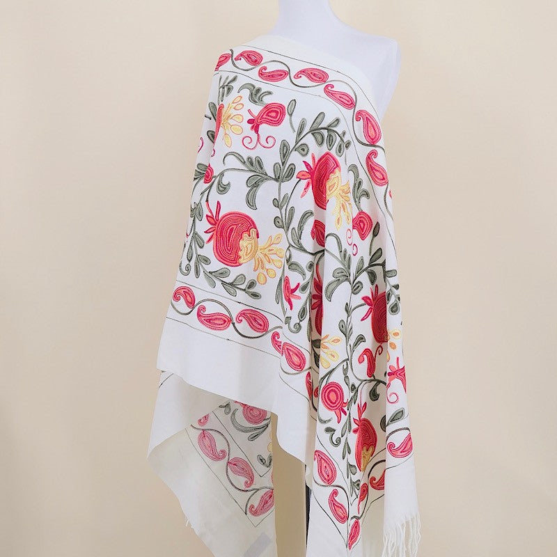 Amara Blossom Embroidered Cashmere Shawl
