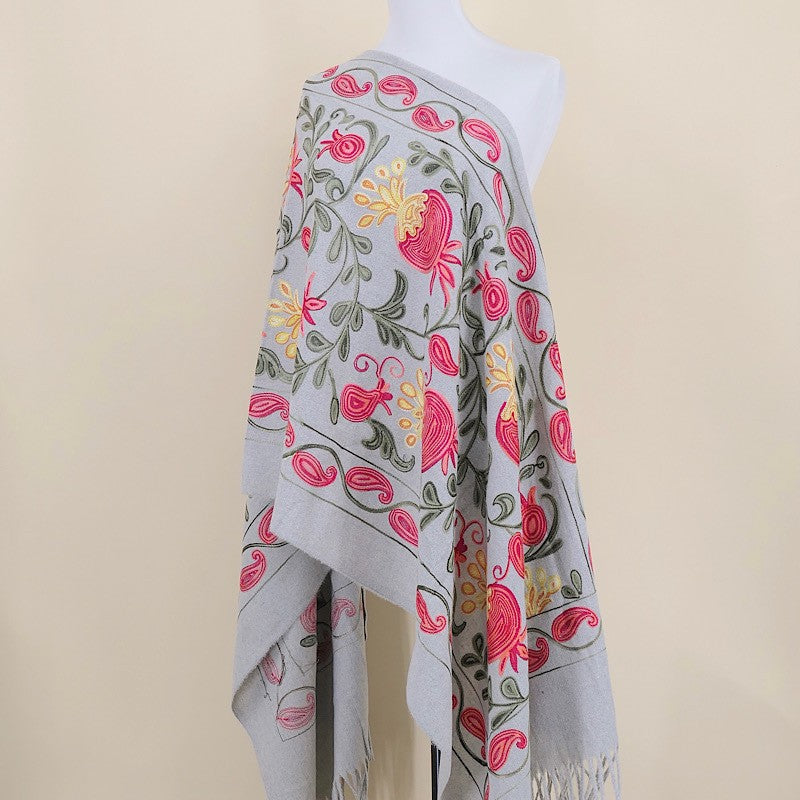 Amara Blossom Embroidered Cashmere Shawl