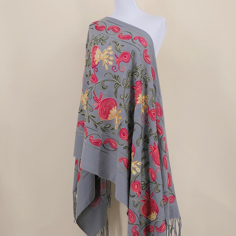 Amara Blossom Embroidered Cashmere Shawl