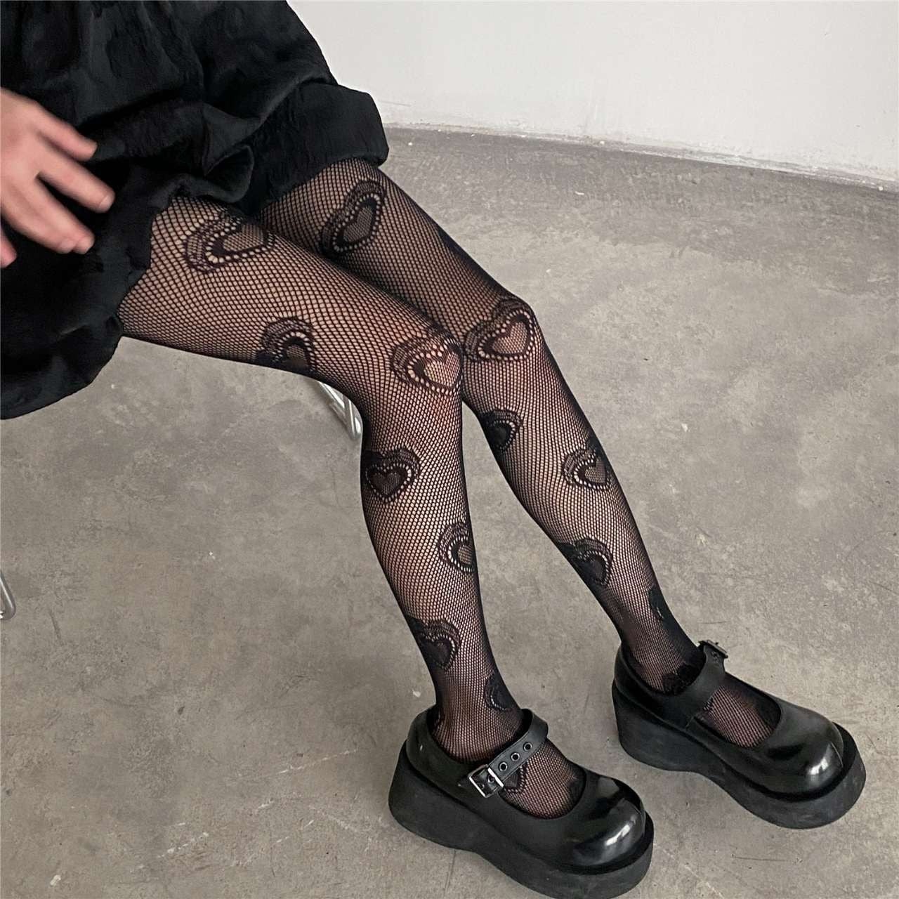 Noire Striped & Jacquard Pantyhose