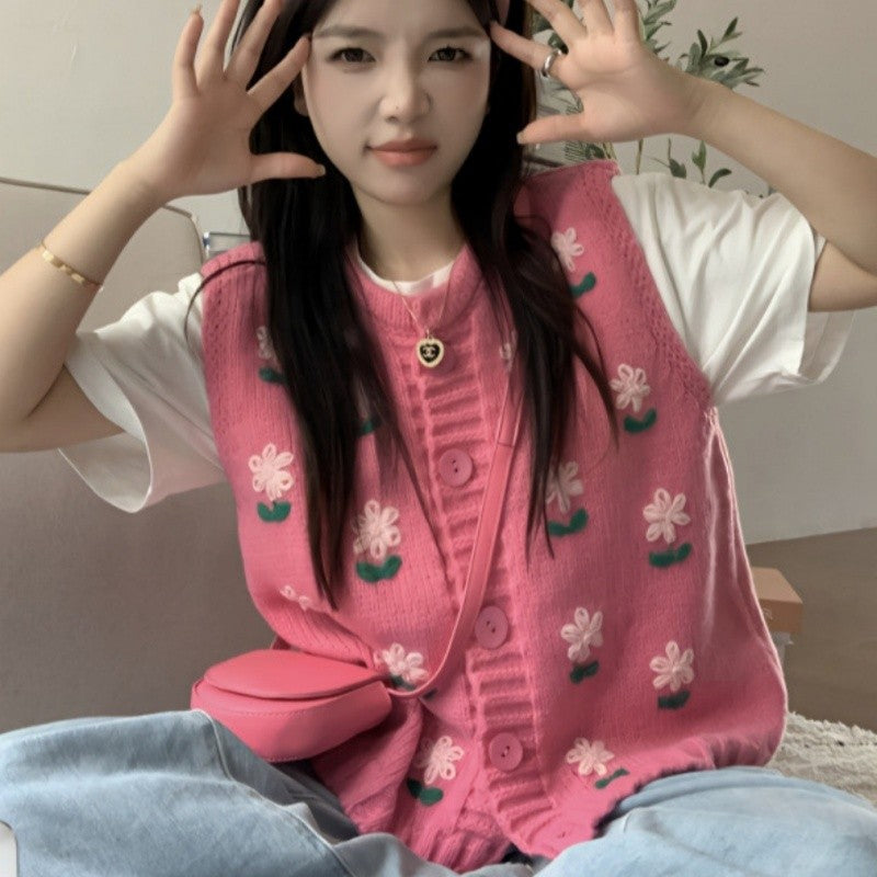 Roselle Embroidered Knit Vest