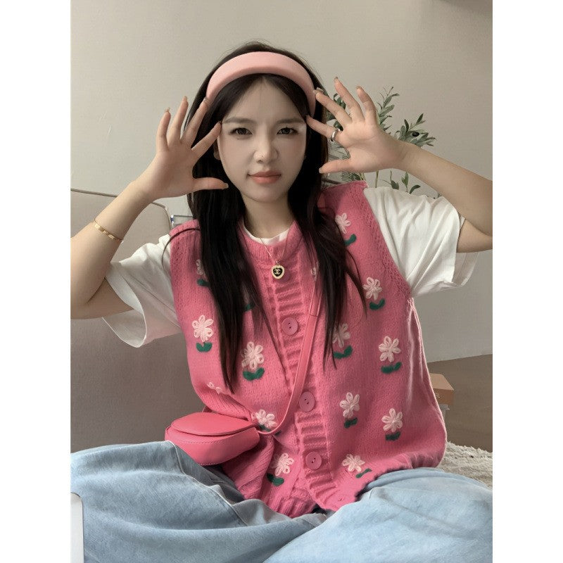 Roselle Embroidered Knit Vest