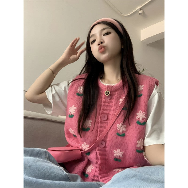Roselle Embroidered Knit Vest
