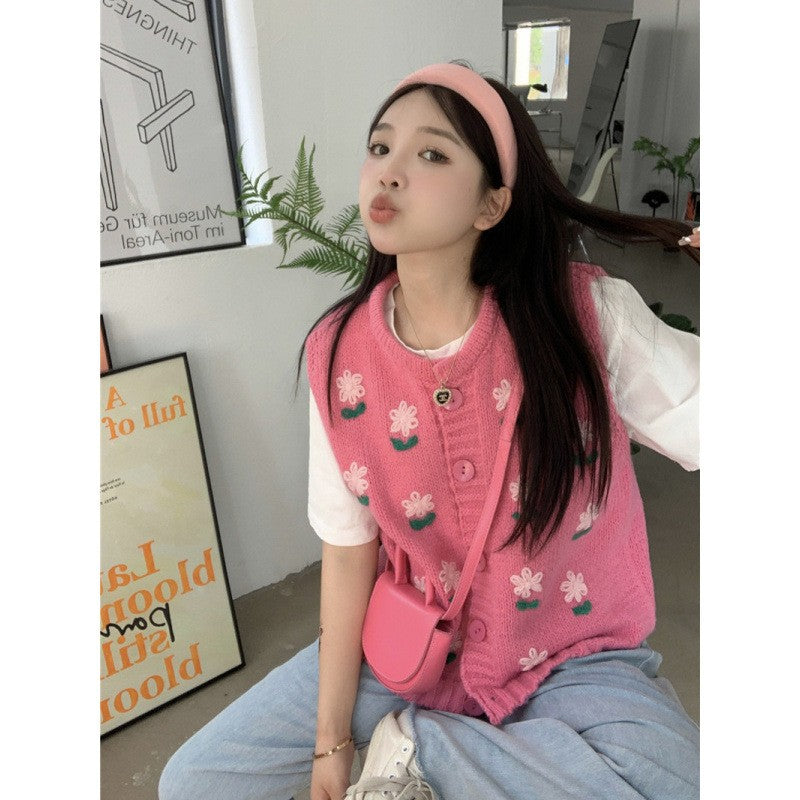 Roselle Embroidered Knit Vest