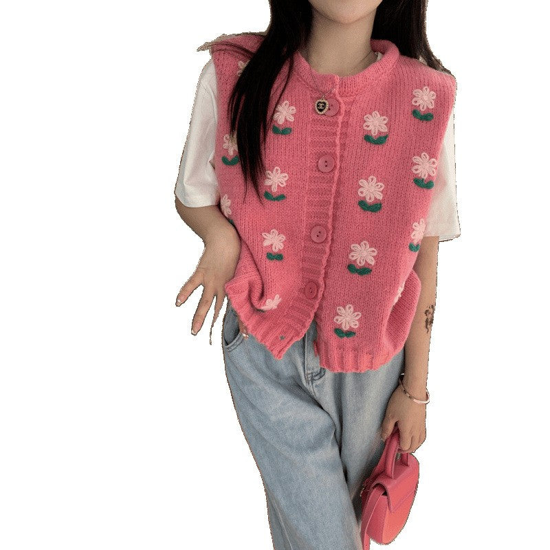 Roselle Embroidered Knit Vest